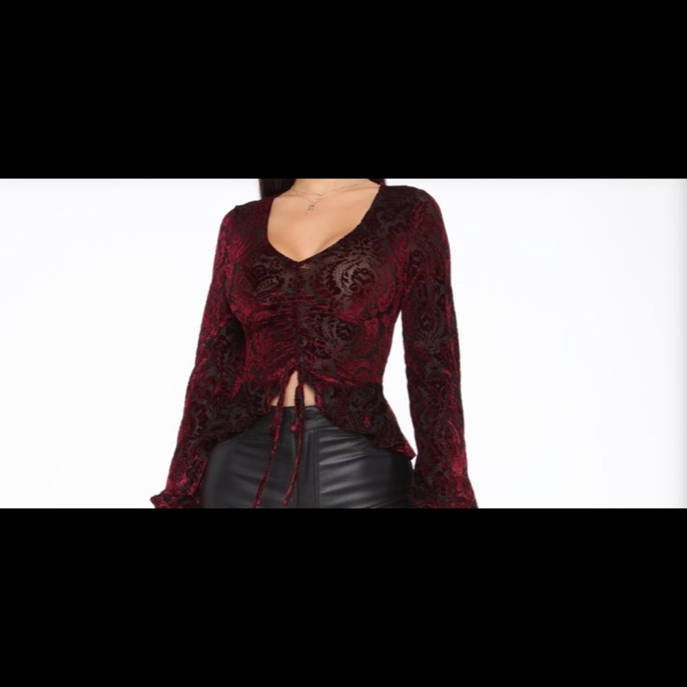 Faux velvet crop top